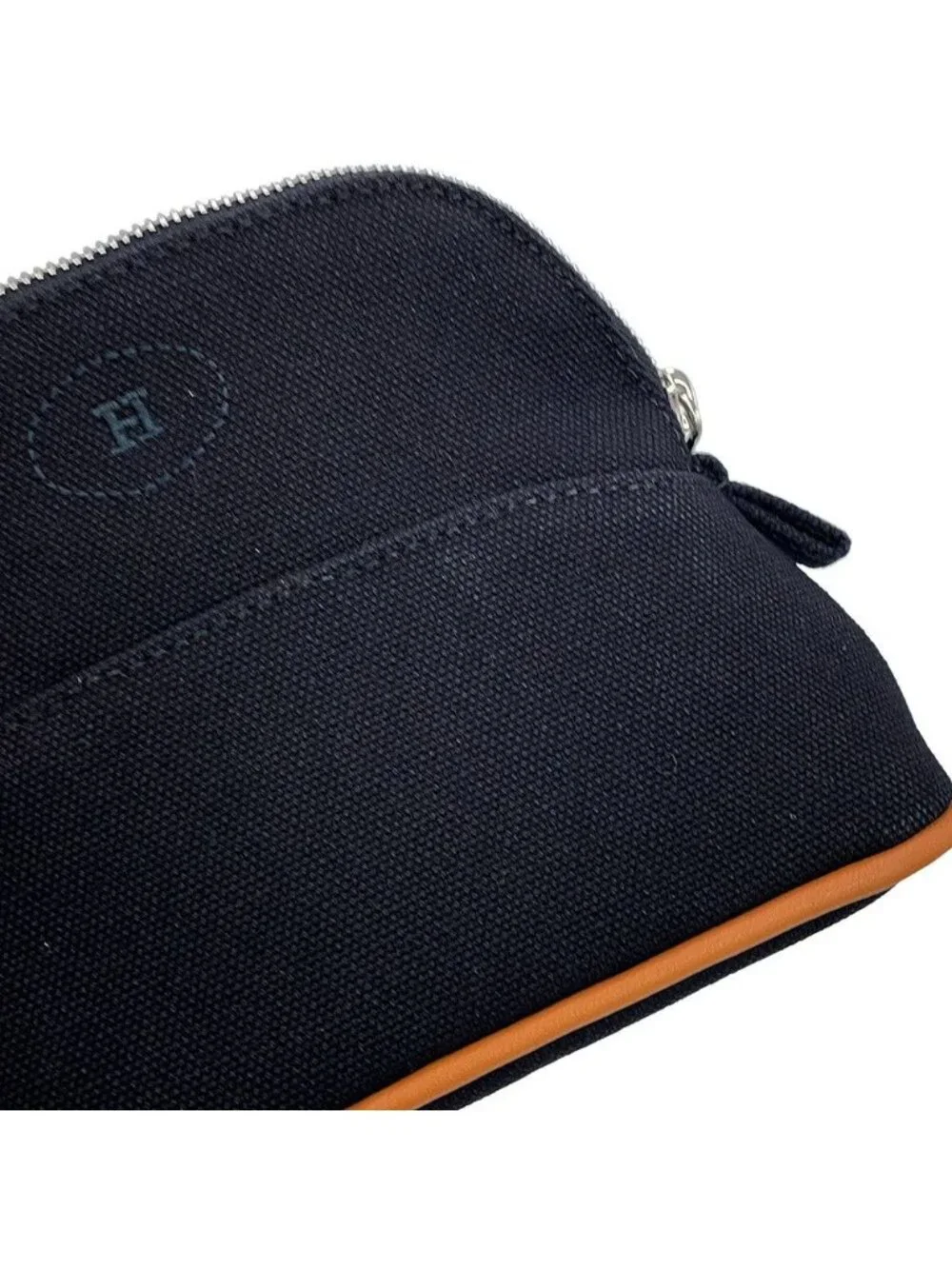 Hermes Pouch Bolide Mini Black Silver Cotton Case